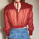Free People Roma Blouse Red Sheer Puffy Sleeve Boho Bohemian Top Size XS Photo 1