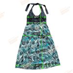 Athleta Pack Everywhere Paisley Dress Halter 10 Travel Wicking Beach Swim Blue Photo 3