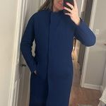 Blue long wool blend pea coat winter jacket! Size 6R! Photo 0