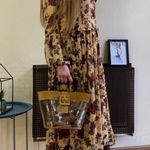 ZARA Brown Floral Printed Bloggers Favorite Midi Dress Sz.S NWT Photo 3
