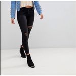 Free People  Womens Jeans Shark Bite Slim Soft Black Size 25 OB649682R Photo 1