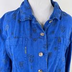Chico's Design Blue Linen Chinese Women's Button Up Shirt Photo 1