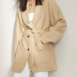 Wilfred Aritzia  Novella Oversized Belted Jacket Size Large Beige Linen Blend Photo 0