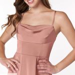 Azazie  Clove English Rose Light Pink A-Line Pleated Stretch Satin Dress SZ 8 Photo 2