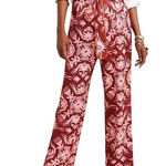 Scotch & Soda Anthropologie‎  Veda Wide-Leg Satin Pants Red Pink Size M Photo 0