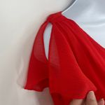 Badgley Mischka  Chiffon Dress 2 Red Flutter Holiday Glam Romantic Banana Pepper Photo 2