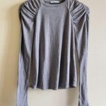 ZARA Trafaluc Puff Shoulder Long Sleeve Knit Top Gray Womens Size S Crewneck Photo 0