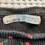 Pull & Bear  Women's Small Black Cherry Print Ribbed Top Photo 2