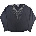 LIV Milano Black Embellished V Neck Sweater Photo 0