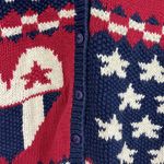 Talbots Vintage  Medium Red, White and Blue Knit Sweater Cardigan Vest Photo 6