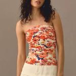 Maeve Anthropologie Floral Ruched Tube Top Size Medium M FEMININE SEXY Smocked Photo 6