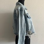 Blue B Collection Denim Jacket Teens Size Small Cropped Blue Distressed Photo 3