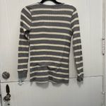 J.Crew  Gray and Cream Striped Henley Top Photo 2
