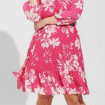 Torrid  Pink White Floral Clip Swiss Dot‎ Pockets Dress Size 2X Photo 0