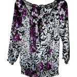 WHBM Women's Top Satin Floral V Photo 0
