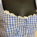 NWT Thirty Thirty Tank Top Gingham Crop Eyelet Lace Blue‎ White Checkered Large Blue Photo 1