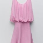 ZARA  CONTRASTING KNIT MINI DRESS V-Neck & Spaghetti Straps Lilac Purple M NEW. Photo 3