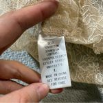 Le lis Cottagecore Tan Cream Long Sleeve Ruffle Mock Neck Lace Top Large EUC Photo 6