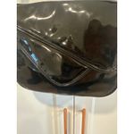 Vintage Black Patent Leather Shoulder Bag Purse Flap Gold Buckle Genesis Photo 2