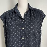 Loft  • Abstract Navy Blue Button-Up Women's Top Photo 1