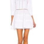 Alice + Olivia Clark Mandarin Collar Gathered Tiered Dress White Mini Size 0 Photo 0