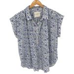 Lucky Brand Womens Floral Cap Sleeve Popover Shirt Multicolor Size Medium NWT Photo 1