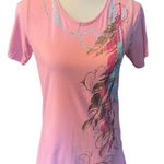 Wrangler  Blues Scoop Neck 100% Cotton Short Sleeve Pink Top Size Medium Photo 0