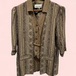 Vintage funky 80’s blazer vest combo chinky gold bling buttons chain tan groovy Brown Size 10 Photo 1