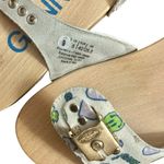 Ganni  Canvas Wooden Clog Slides Sandals - White, Multi, Size 9 Photo 4