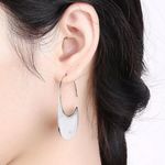 Boutique NEW Solid Large Hoop Earrings |‎ White Gold over 925 Sterling Silver Photo 0