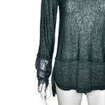 Free People Shirt Womens XS Hunter Green Lace New Romantics Blouse Lace Bohemian Photo 4