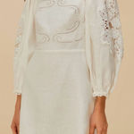 Farm Rio Embroidered Scalloped Premium Linen Mini Dress, Size S Photo 0