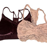 Victoria Secret Pink Sport Velvet Sports Bra Bralette Plum Purple Size L Photo 0