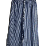 BeachLunchLounge NWT Navy White Striped Linen Blend Margot Pants Size Small Photo 0