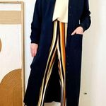 Robbie Bee 90s Blue Textured Duster Dress Long Sleeve Button Down Jacket Photo 0