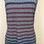 Sundry 1 Maxi Dress Small Blue Striped Racerback Side Slits Sleeveless Photo 3