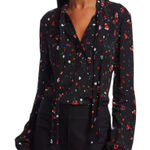 Derek Lam NWT  10 Crosby Evadne Floral Tie Front Blouse Black Size 2 Photo 0