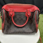 Coach Canvas Mini Bennett Brown Rose Floral Red Photo 2