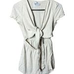 Princess Polly Ragnar Beige Linen Blend Tie Front Romper Size 4 Photo 0