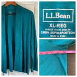 LLBean Cardigan Teal XL REG Supima Cotton Pintuck Open Front Long Sleeve Blue Photo 12