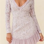 Selfie Leslie Isabella Long Sleeve Open Back Lace Dress Blush Photo 3