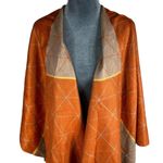 Boho Shawl Poncho 48" Rust Orange Tan Yellow Lagenlook Viscose Fall Autumn NEW! Size L Photo 4