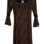 City Triangles Vintage  Bell Sleeve Midi Dress M Brown Mesh Ditzy Floral Phoebe Photo 0