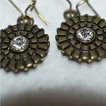 Source Unknown Rare Find Vintage 1950-60's Bronze Clear Rhinestone Dangle/Drop Hook Earrings Photo 1