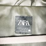 Zara Faux Vegan Leather Quilted Puffer Sleeveless Full Zip Vest Jacket Black Photo 1