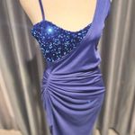 NWOT Sexy Bodycon Royal Blue Women’s One Shoulder Split Pencil Cocktail Dress Photo 3