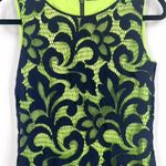 Elie Tahari Women's Sleeveless Lace Sheath Dress Navy Blue neon Green Size 0 Photo 4