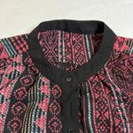 Women's Southwestern Boho Print Half Button Up Shirt Dress Size Medium Casual Pink Photo 3