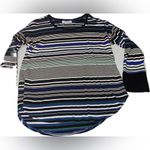 Liz Claiborne 💜  Striped High Low Design Knit Blouse Sweater Photo 2