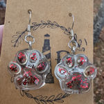 Handmade  Resin Gloss Sparkle Paw 925 Silver Beautiful Beacons Earrings Photo 0